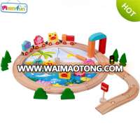 2018 Wholesale Kids 40pcs Wooden Train Tracks Toys with Magnetic Fishing Toy for Baby AT11157